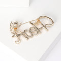 Rhinestone Alloy Letter Brooch Pin With Cute Angel Detail view 3