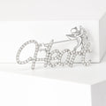 Rhinestone Alloy Letter Brooch Pin With Cute Angel Detail view 5