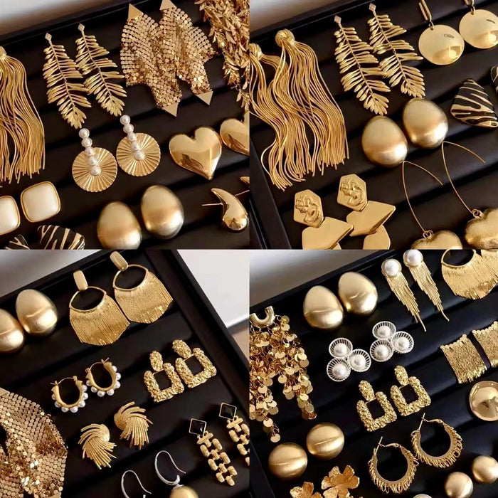 Vintage Iron Round Flower Tassel Drop Earrings, European Style Metal Stud Earrings for Women