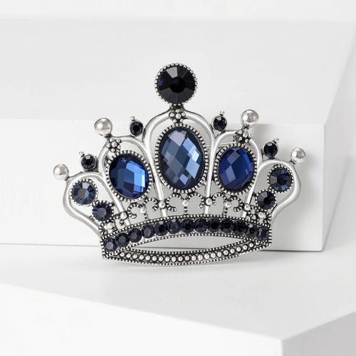 Alloy Rhinestone Crown Brooch Pin For Suits Coats And Scarves
