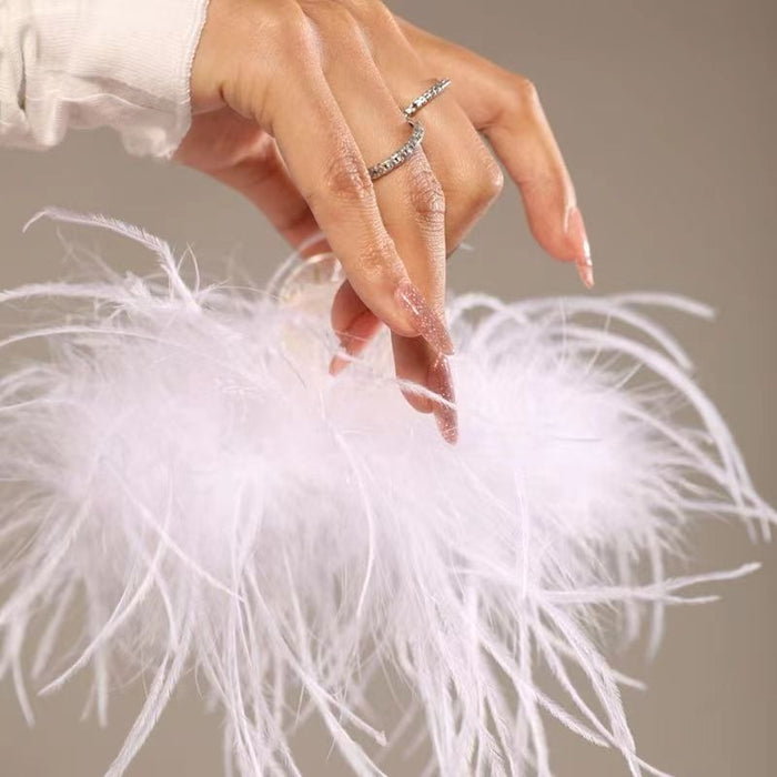 Feather Ostrich Hair Claw Clip With Elegant Fairy Style