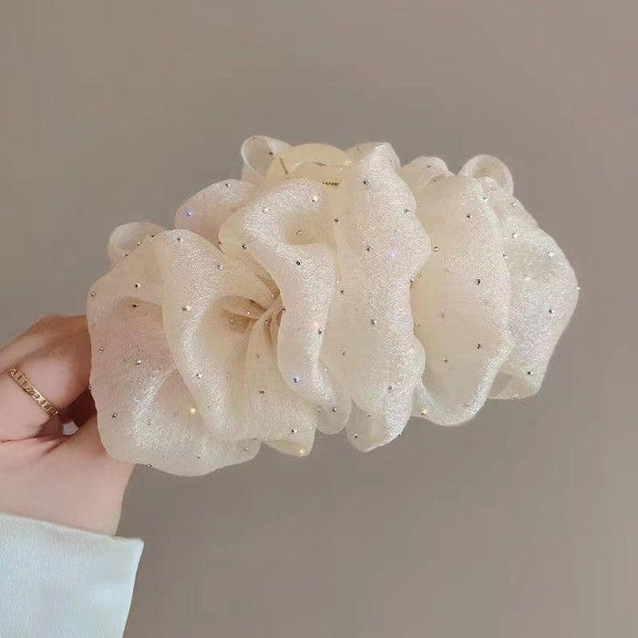 Oversized Mesh Bubble Bow Claw Clip With Starry Design