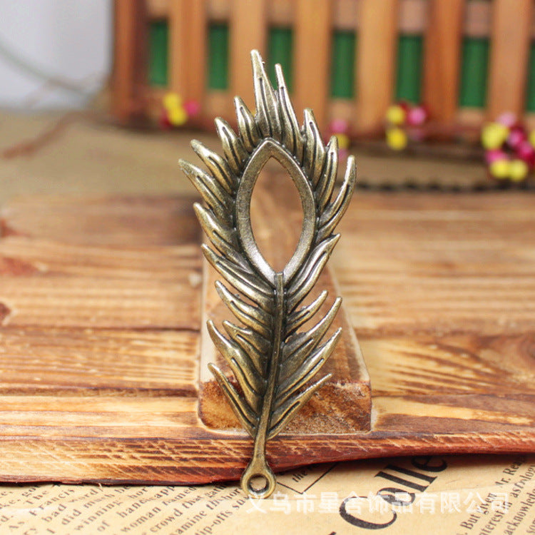 72x28mm Peacock Feather Bookmark Charm Pendant