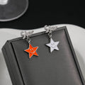 Asymmetric Enamel Smiley Star Drop Rhinestone Letter Stud Two-Way Silver Needle Fashion Earrings view 2