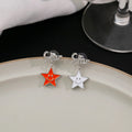 Asymmetric Enamel Smiley Star Drop Rhinestone Letter Stud Two-Way Silver Needle Fashion Earrings view 1