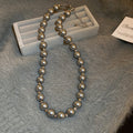 French Faux Pearl Geometric Round Sweater Necklace Minimalist Luxe Fashion Choker view 2