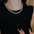 French Faux Pearl Geometric Round Sweater Necklace Minimalist Luxe Fashion Choker view 3
