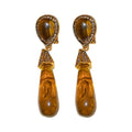 Vintage Resin Teardrop Drop Earrings With Rhinestone Inlay And Silver Pin Long Dangle Style view 5