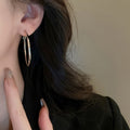 Minimalist Metal Geometric Round Hoop Earrings With Silver Posts For Women view 4