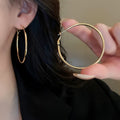 Minimalist Metal Geometric Round Hoop Earrings With Silver Posts For Women view 3