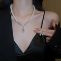 Light Luxury Teardrop Faux Pearl Necklace And Stud Earrings Jewelry Set view 3