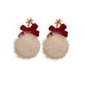 Sweet Bow Pom Pom Tassel Drop Earrings Alloy Christmas Style Silver Needle Ear Jewelry view 5