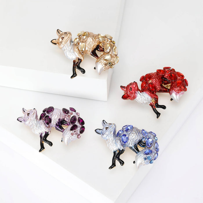 Alloy Enamel Fox Brooch Pin For Elegant Lapel Decoration