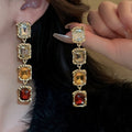 Vintage Maillard Alloy Rhinestone Geometric Quadrilateral Sweater Necklace For Women view 3