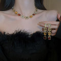 Vintage Maillard Alloy Rhinestone Geometric Quadrilateral Sweater Necklace For Women view 2