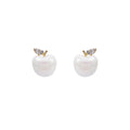 Elegant Iridescent Enamel Apple Studs With Rhinestone Leaf Gold Alloy French Needle Women's Earrings view 5