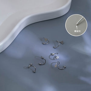 Minimalist Stainless Steel Heart Star Spiral Hoop Cartilage Studs For Women Geometric Wrap Earrings