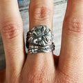 Fashion Dark Style Flower Open Adjustable Ring For Women Hot Selling Engagement Jewelry view 2