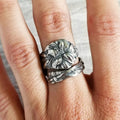 Fashion Dark Style Flower Open Adjustable Ring For Women Hot Selling Engagement Jewelry view 3