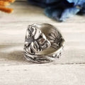 Fashion Dark Style Flower Open Adjustable Ring For Women Hot Selling Engagement Jewelry view 4