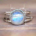 European Fashion Statement Ring With Double Layer Faux Moonstone, Antique Silver Vintage Index Ring view 4