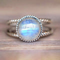 European Fashion Statement Ring With Double Layer Faux Moonstone, Antique Silver Vintage Index Ring view 2