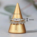 Exquisite Three Piece Ring Set Princess Engagement Anniversary Luxury Fashion Stacking Rings view 4