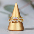 Exquisite Three Piece Ring Set Princess Engagement Anniversary Luxury Fashion Stacking Rings view 3