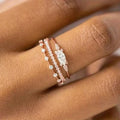 Exquisite Three Piece Ring Set Princess Engagement Anniversary Luxury Fashion Stacking Rings view 6