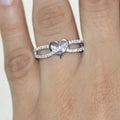 Light Luxury Micro Pave Knot Cross Heart Ring, Korean Style Simple Student Finger Jewelry view 4