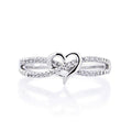 Light Luxury Micro Pave Knot Cross Heart Ring, Korean Style Simple Student Finger Jewelry view 1