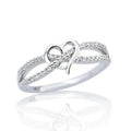 Light Luxury Micro Pave Knot Cross Heart Ring, Korean Style Simple Student Finger Jewelry view 2