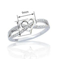 Light Luxury Micro Pave Knot Cross Heart Ring, Korean Style Simple Student Finger Jewelry view 5