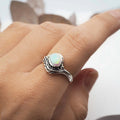 European Tree Branch Leaf Women's Ring With Geometric Inlaid Faux Opal Night Market Jewelry view 2