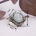European Tree Branch Leaf Women's Ring With Geometric Inlaid Faux Opal Night Market Jewelry view 4