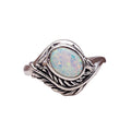 European Tree Branch Leaf Women's Ring With Geometric Inlaid Faux Opal Night Market Jewelry view 5