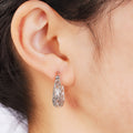 Vintage Carved Hollow Vine Hoop Earrings European Statement Banquet Wedding Ear Cuff Jewelry view 4