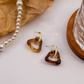 Vintage Geometric Triangle Acrylic Dangle Hoop Earrings With Gold Alloy Stud Pins, Autumn Winter Women Earrings view 4