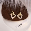 Vintage Geometric Triangle Acrylic Dangle Hoop Earrings With Gold Alloy Stud Pins, Autumn Winter Women Earrings view 3