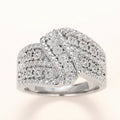 European American Creative Full Rhinestone Ring For Women, Curved Swing Arm Statement Accessory view 2