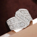 European American Creative Full Rhinestone Ring For Women, Curved Swing Arm Statement Accessory view 4