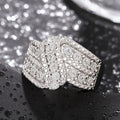 European American Creative Full Rhinestone Ring For Women, Curved Swing Arm Statement Accessory view 3
