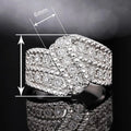 European American Creative Full Rhinestone Ring For Women, Curved Swing Arm Statement Accessory view 5