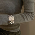 Irregular Crumpled Metal Bangle For Women Minimalist Luxe European Style Jewelry view 4