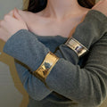 Irregular Crumpled Metal Bangle For Women Minimalist Luxe European Style Jewelry view 2