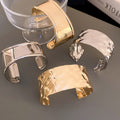 Irregular Crumpled Metal Bangle For Women Minimalist Luxe European Style Jewelry view 1