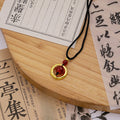 New Chinese Style Gold Fu Character Gourd Pendant Necklace With Buddha Head Ethnic Wedding Charm view 3