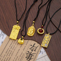 New Chinese Style Gold Fu Character Gourd Pendant Necklace With Buddha Head Ethnic Wedding Charm view 1