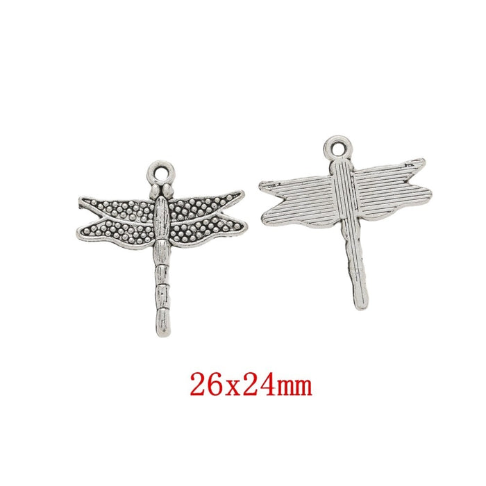 Antique Silver Zinc Alloy Dragonfly Charm Pendant No.456181 for DIY Necklace Bracelet Jewelry Making