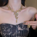 Light Luxury Alloy Rhinestone Teardrop Geometric Necklace Earrings Jewelry Set view 3